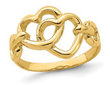14K Yellow Gold Interlocked Heart Promise Ring